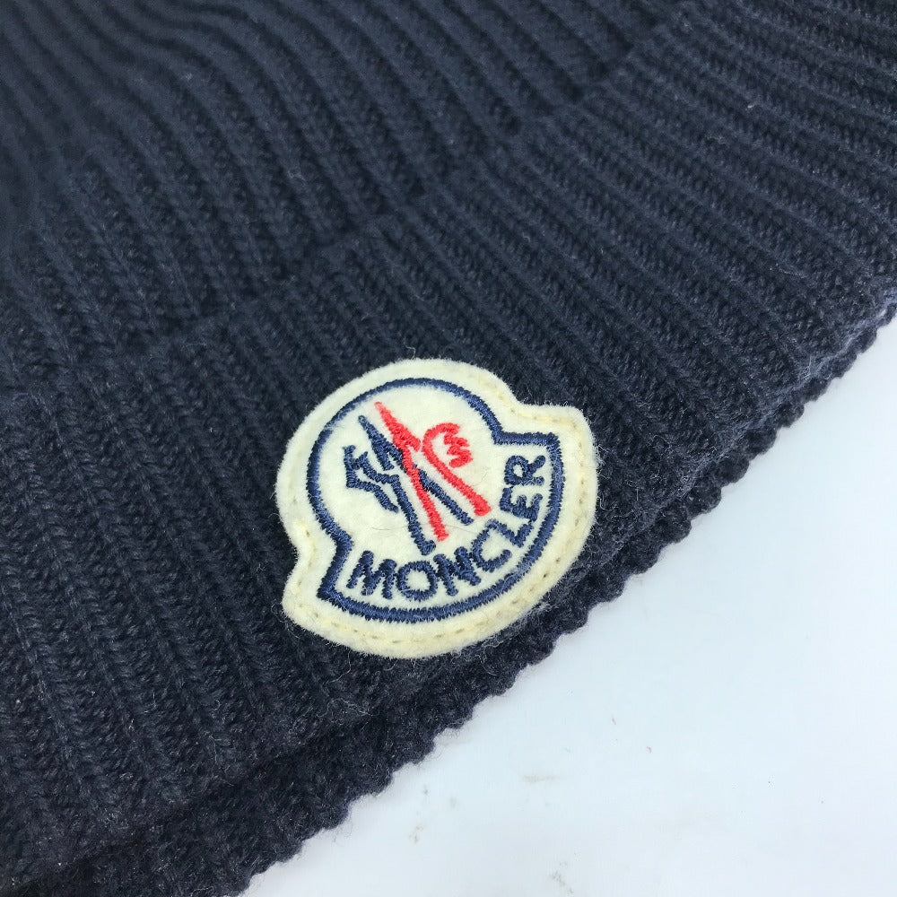 MONCLER ロゴ ワッペン ビーニー 帽子 ニット帽 ニットキャップ ニット帽 ウール レディース - brandshop-reference