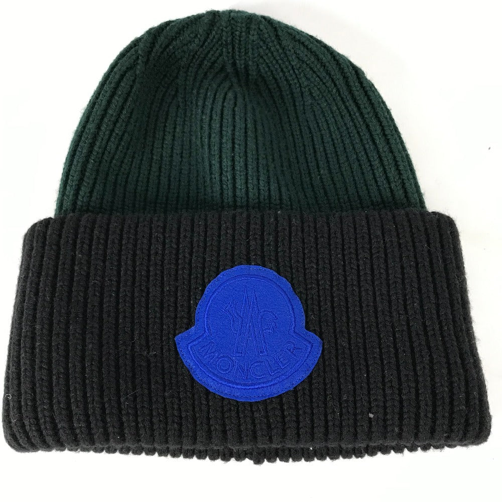 MONCLER トリコロールカラー ロゴ ビーニー 帽子 ニット帽 ニットキャップ ニット帽 ウール メンズ - brandshop-reference