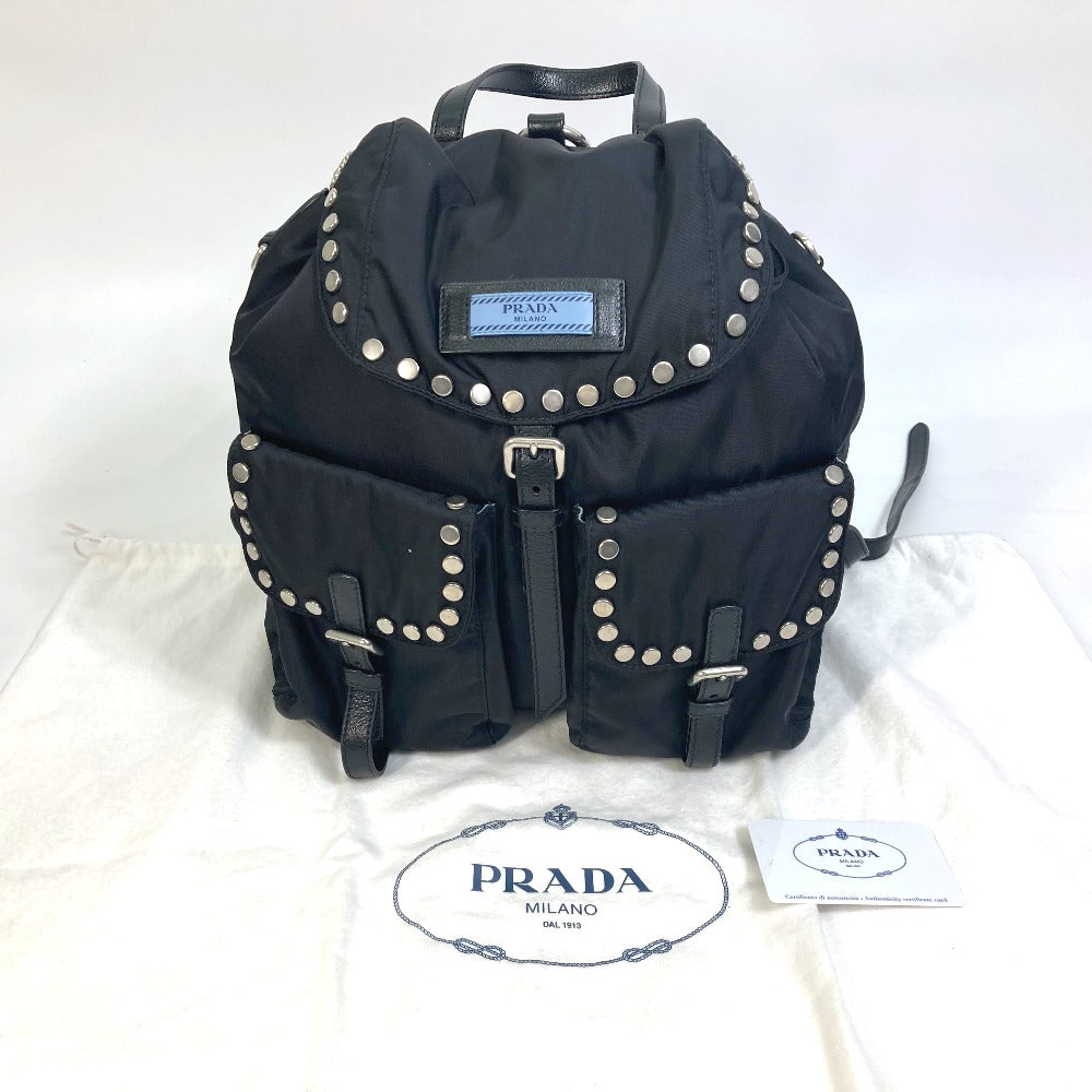 PRADA 1BZ811 ロゴ スタッズ バックパック リュックサック ナイロン メンズ | brandshop-reference