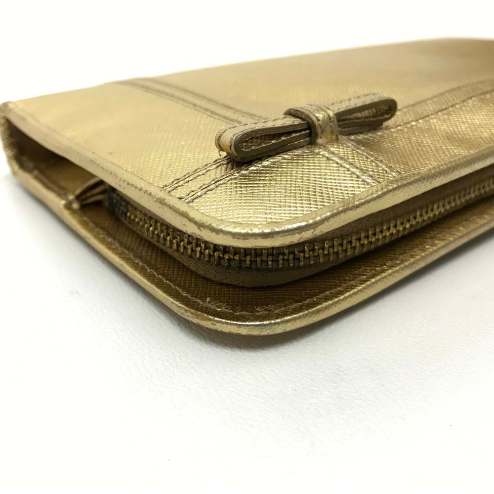 Prada Saffiano Wallet Ribbon Gold