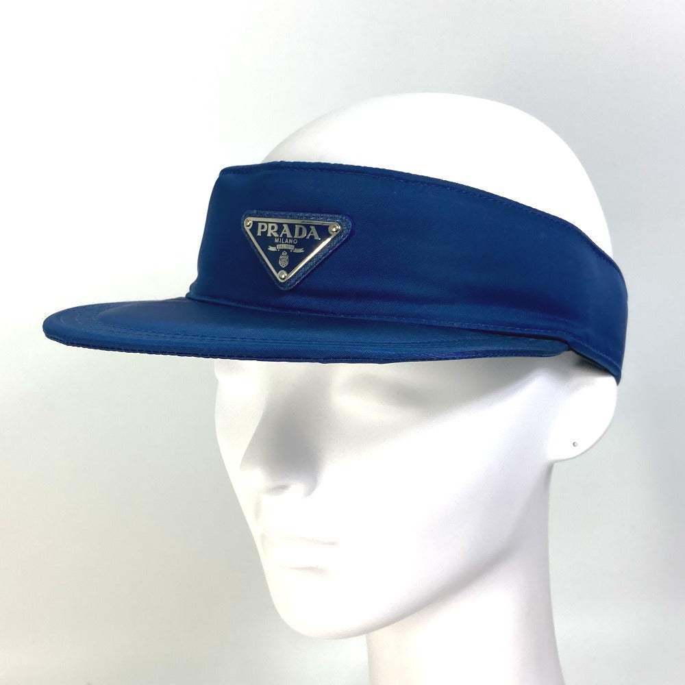 PRADA トライアングルロゴ 三角ロゴ プレート 帽子 バイザー キャップ サンバイザー ナイロン レディース - brandshop-reference