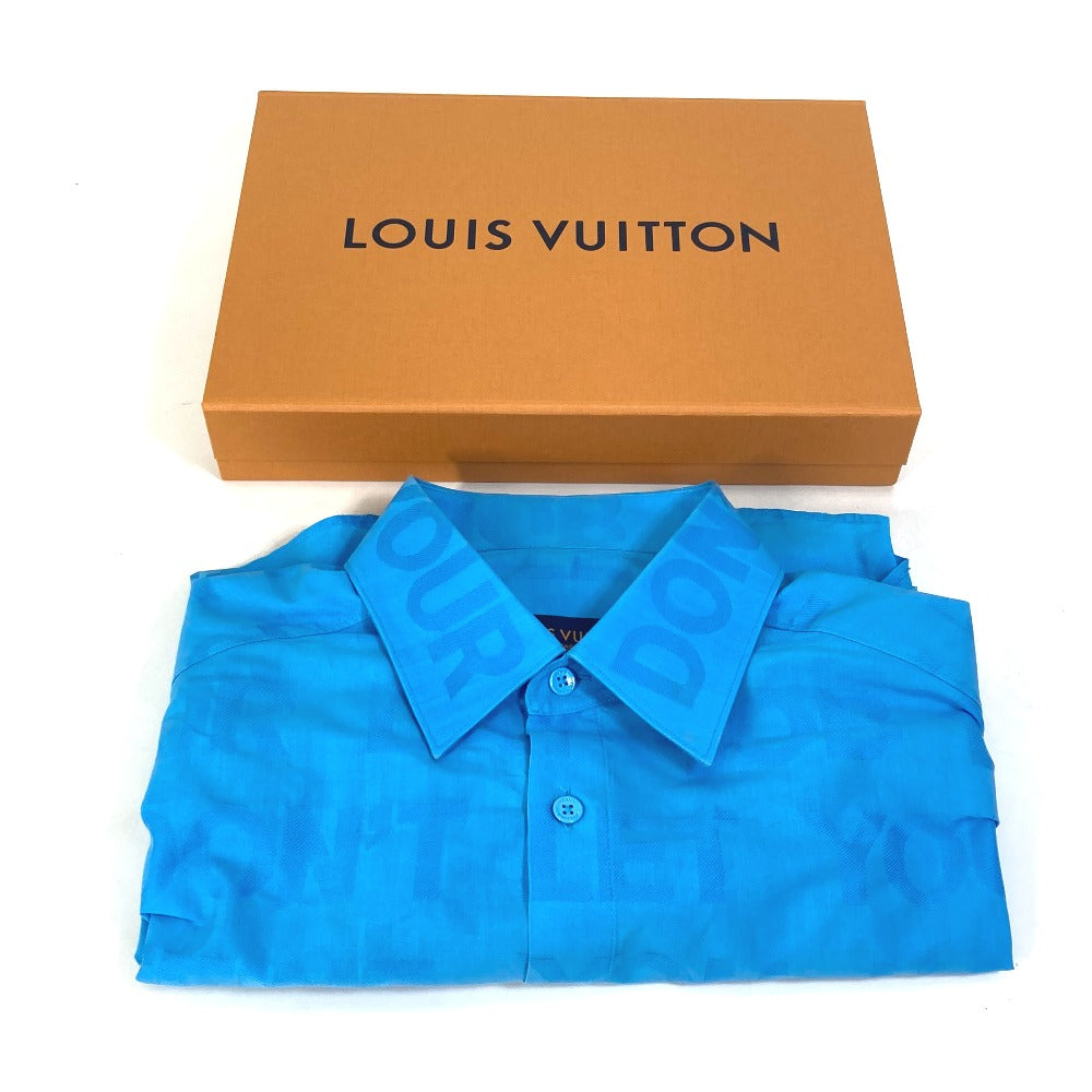 ルイヴィトン LOUIS VUITTON ショートスリーブトーナルレターシャツ 1A8XBN  トップス アパレル ボタン 半袖シャツ コットン ブルー
