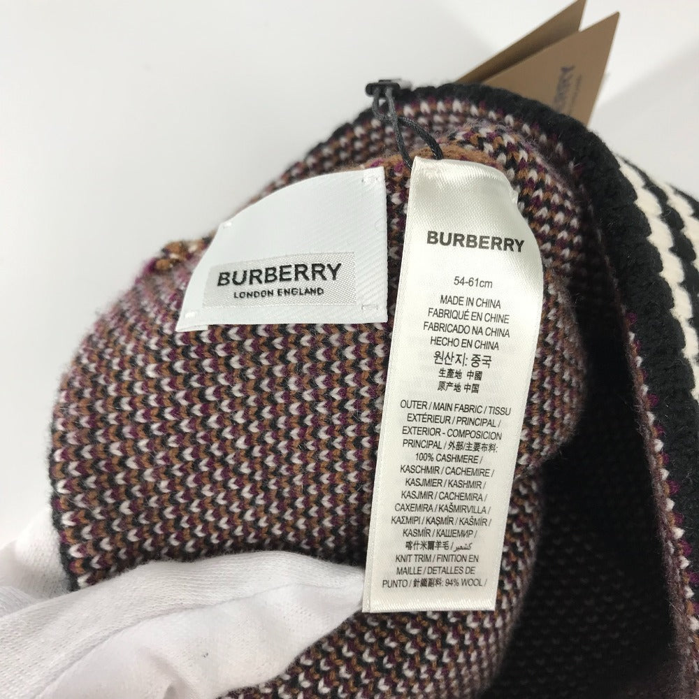BURBERRY 8049580 チェック ビーニー 帽子 ニット帽 ニットキャップ ニット帽 カシミヤ レディース - brandshop-reference