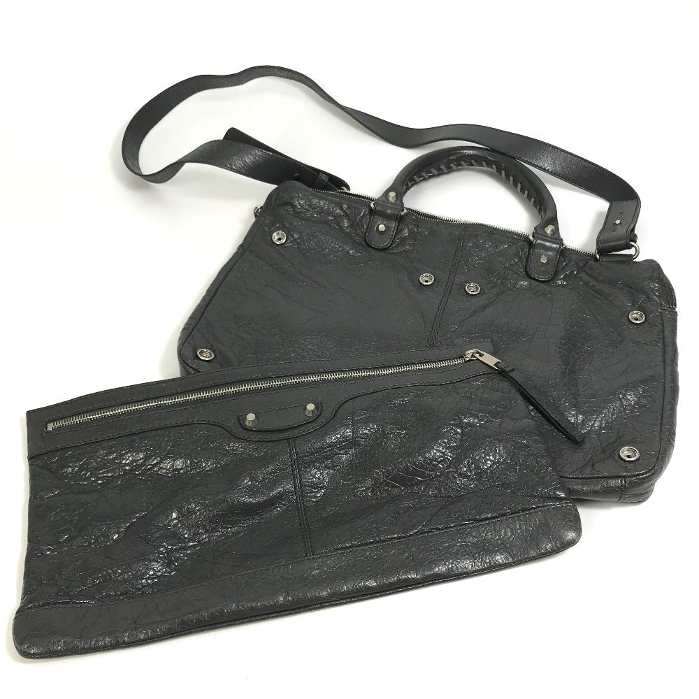 BALENCIAGA Briefcase Shoulder Shrinker processed Leather Men 2way bag |