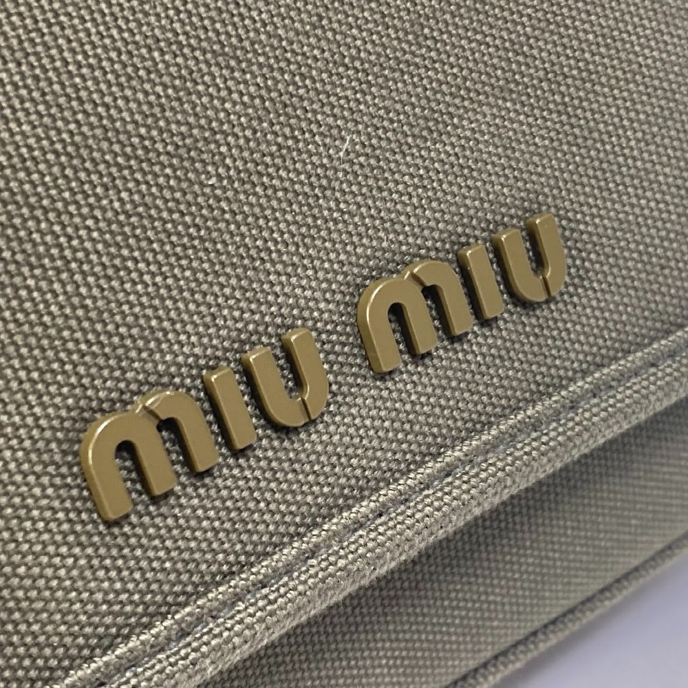 MIUMIU 5BD161 ポシェット ロゴ Wチェーン チェーンバッグ 斜め掛け ショルダーバッグ キャンバス レディース - brandshop-reference