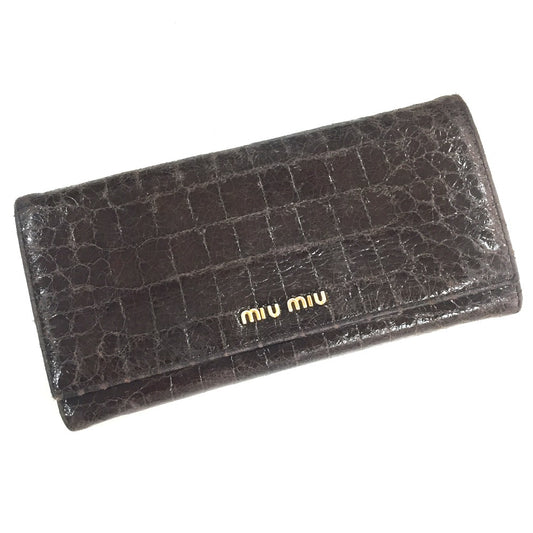 MIUMIU 5M1109 クロコ型押し 長財布 レザー レディース - brandshop-reference