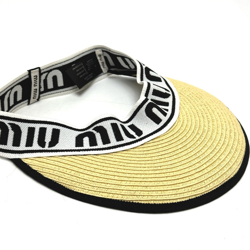 MIUMIU ロゴ 帽子 サンバイザー ストロー レディース - brandshop-reference