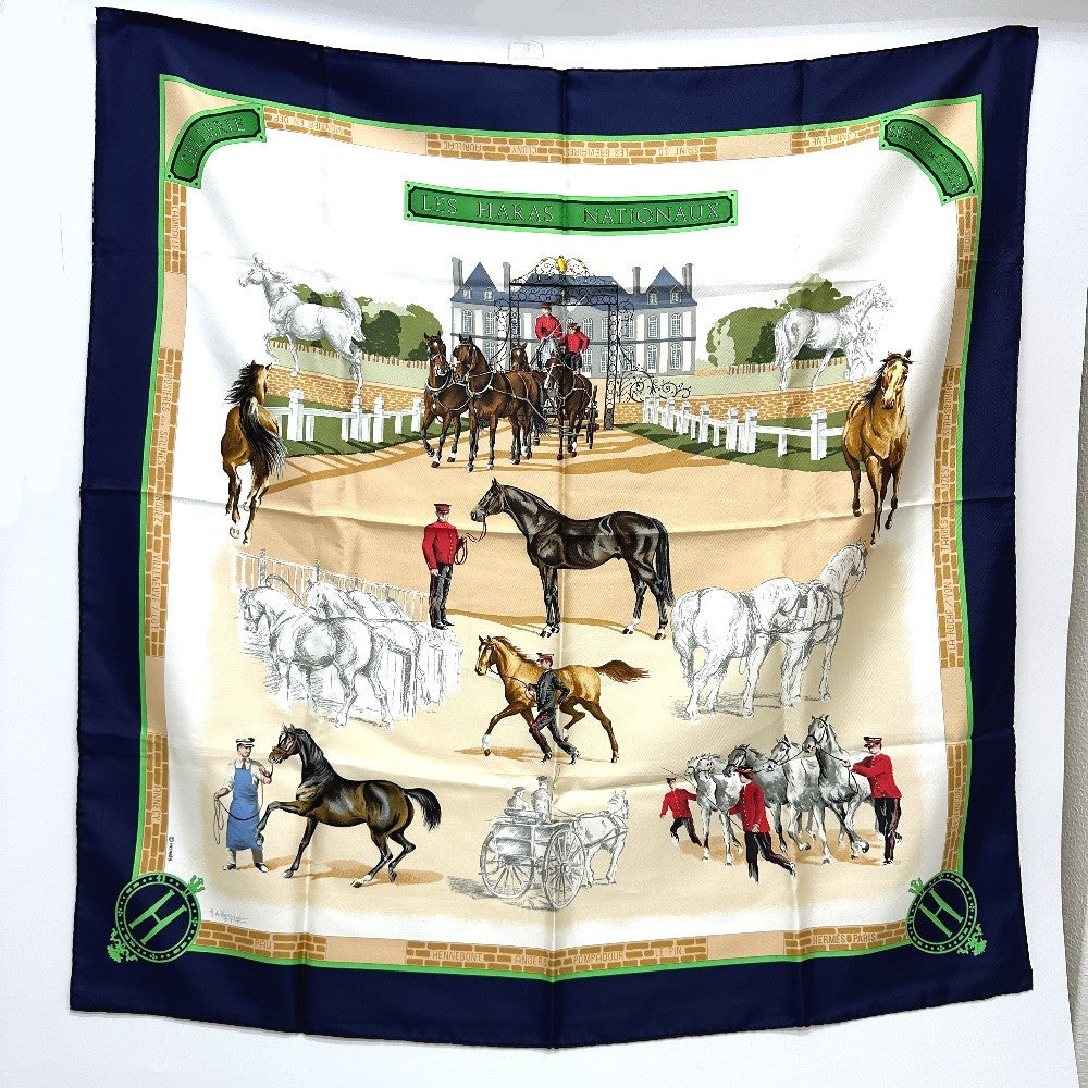 HERMES カレ90 LES HARAS NATIONAUX 国立種馬飼育場 スカーフ シルク レディース - brandshop-reference