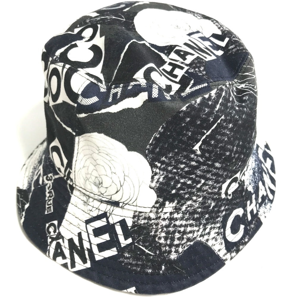 CHANEL 20P 総柄 ロゴ カメリア ハット帽 帽子 バケットハット ボブハット ハット コットン レディース - brandshop-reference