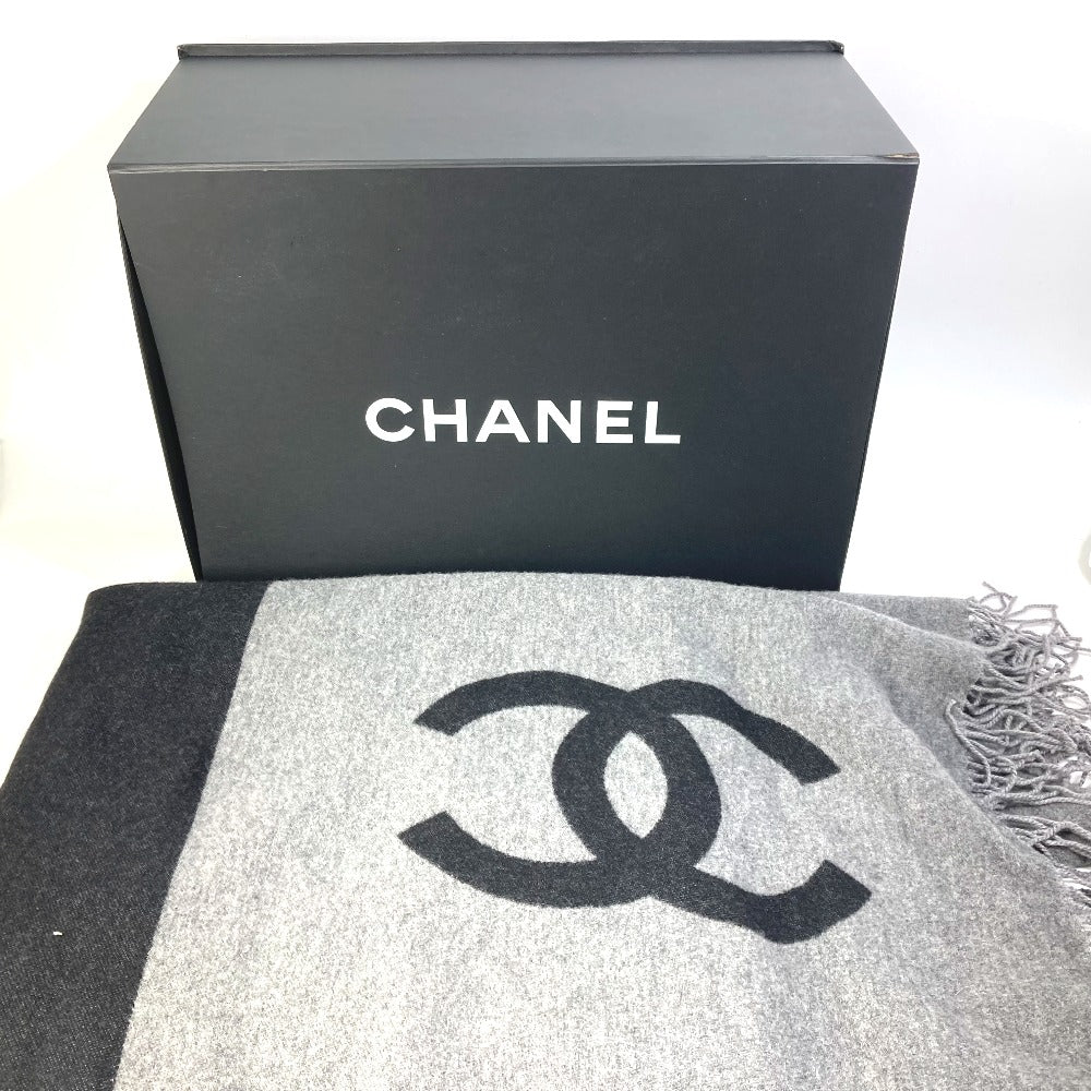 CHANEL 19B CC ココマーク フリンジ 大判 毛布 インテリア ブランケット ウール/カシミヤ レディース - brandshop-reference