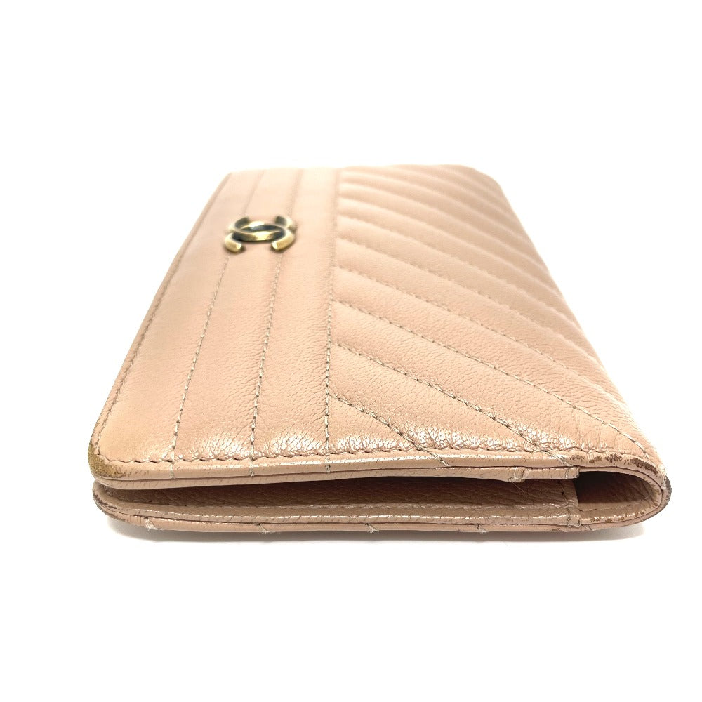 CHANEL A82399 Stripe Border Coco Mark Flap Long Wallet (with coin purse)  Gatskin Ladies | brandshop-reference