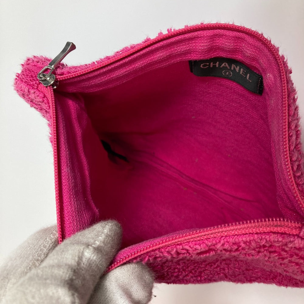 CHANEL CC Mark Fringe CC Beach Bag Pouch towel set Tote Bag cotton pink