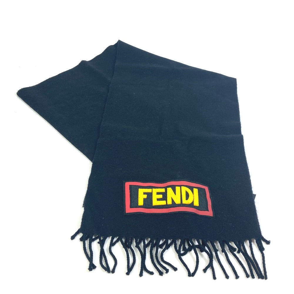 FENDI FXS124 アパレル スカーフ ロゴ ワッペン マフラー ウール