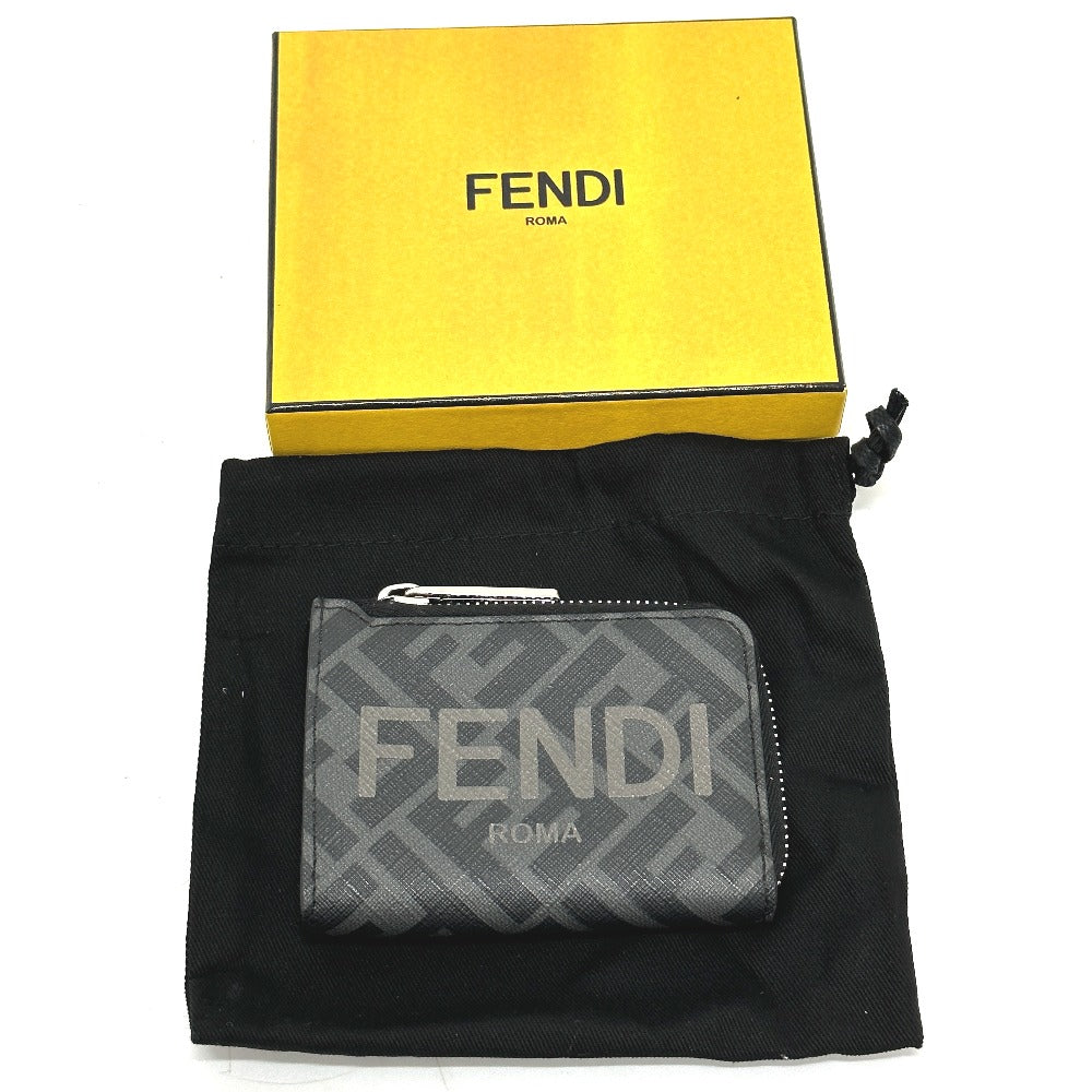 FENDI 7M0341 財布 小銭入れ ズッカ ロゴ L字ファスナー コインケース レザー メンズ - brandshop-reference