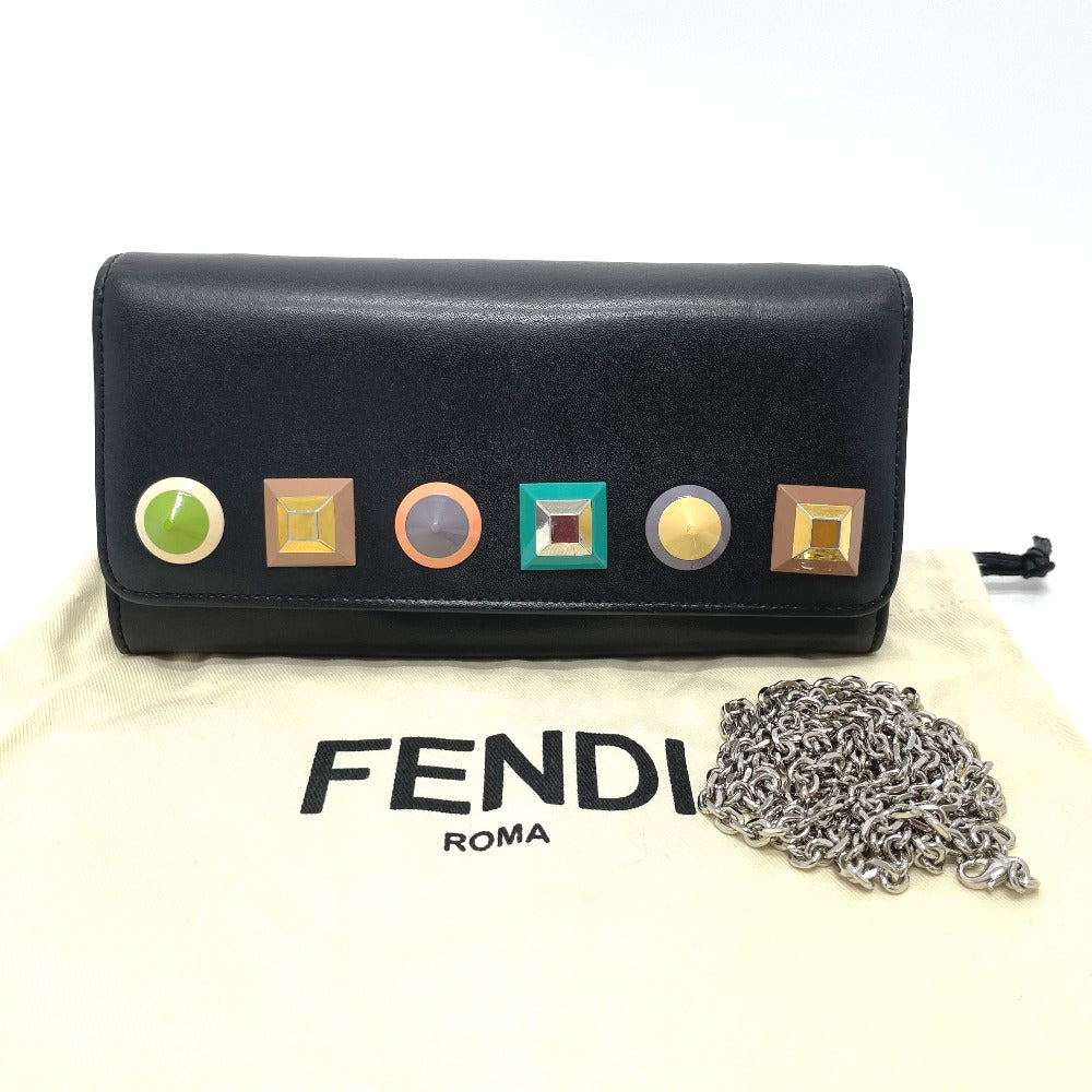 FENDI 8M0365 スタッズ チェーンウォレット ショルダーバッグ レザー レディース - brandshop-reference