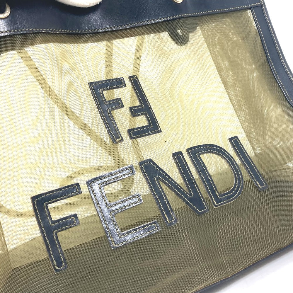 FENDI ヴィンテージ ロゴ メッシュ 肩掛け トートバッグ カバン ショルダーバッグ メッシュ/レザー レディース - brandshop-reference