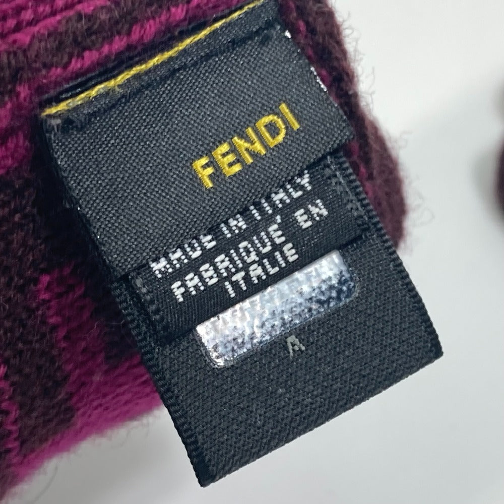 FENDI ロゴ ズッカ グローブ バイカラー 手袋 ウール レディース | brandshop-reference