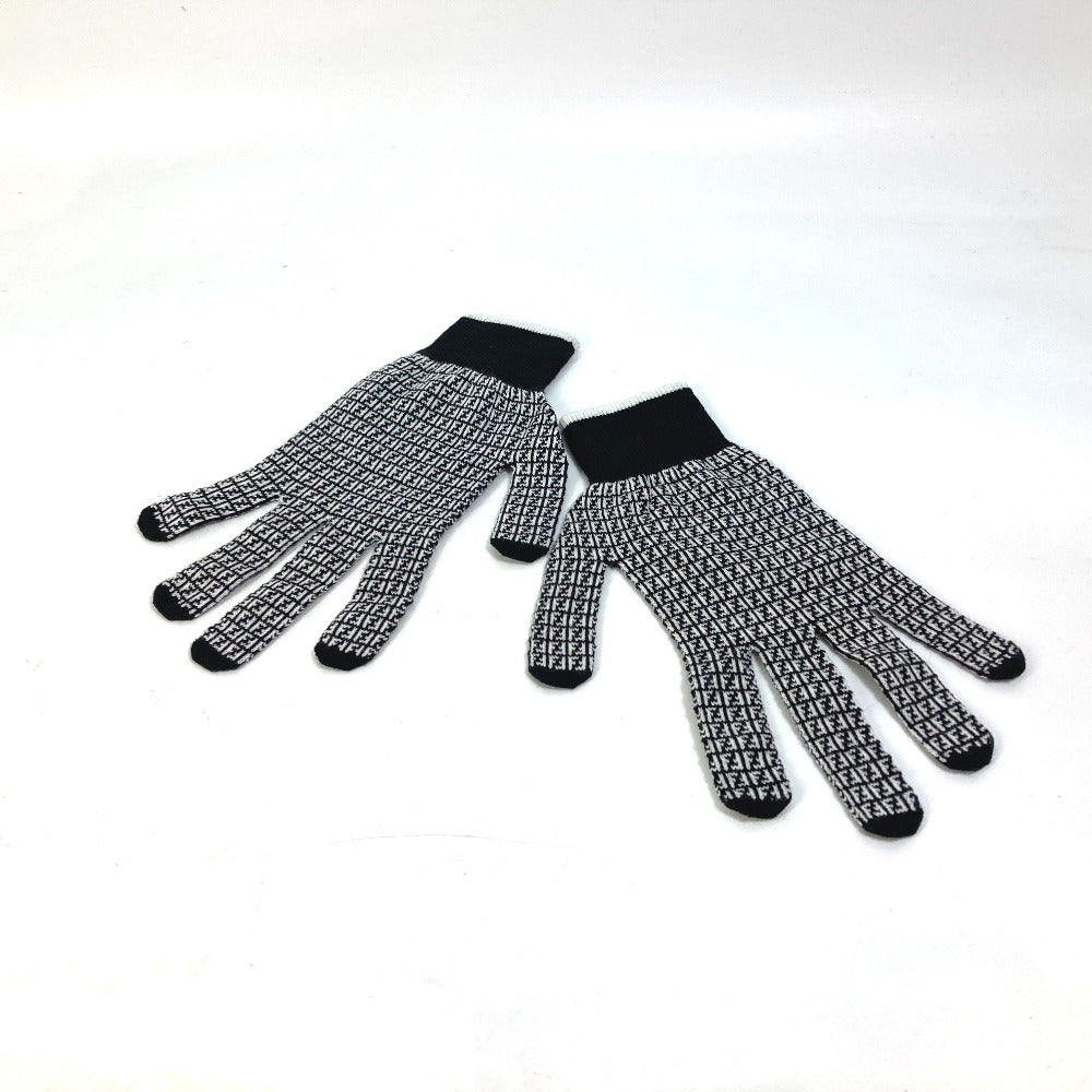 フェンディ FENDI ロゴ FXY010 手袋 グローブ ウール ブラック 美品