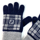 FENDI FXY010 チェック FF バイカラー ロゴ グローブ 手袋 ウール レディース - brandshop-reference