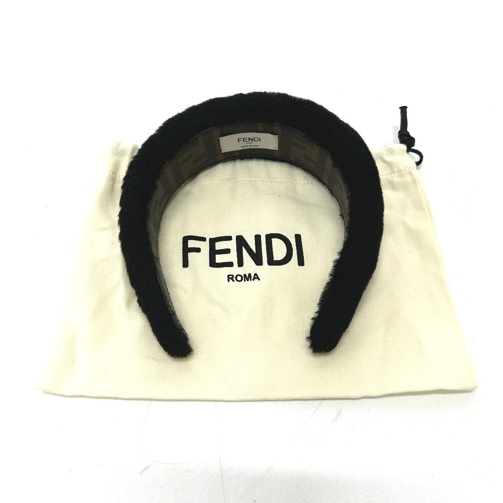 FENDI ヘアバンド ヘッドバンド ボア ズッカ ヘアアクセサリー カチューシャ ファー レディース | brandshop-reference