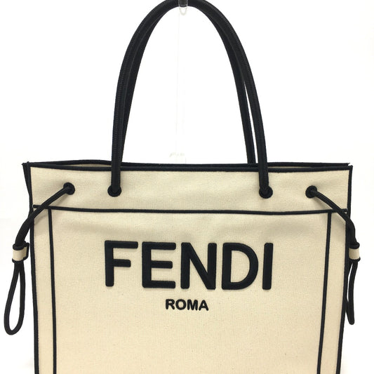 FENDI 8BH379 ロゴ ローマ ショッパー ラージ トートバッグ キャンバス レディース - brandshop-reference