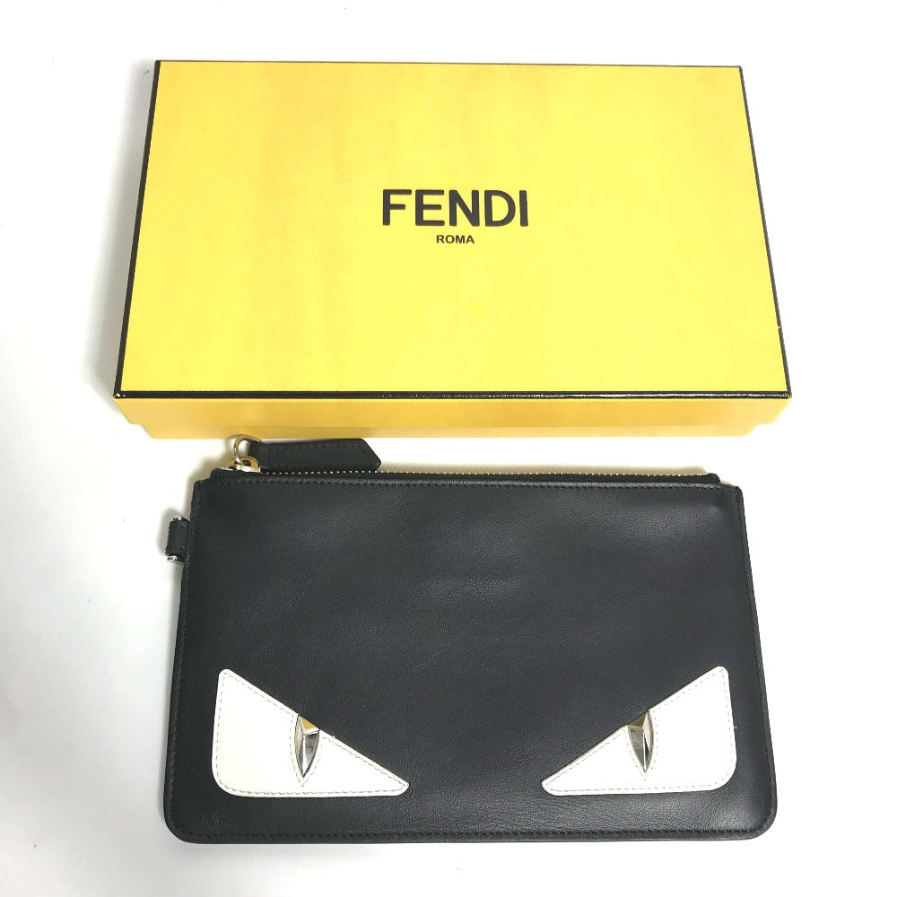 FENDI 7N0089 カバン モンスター バグス ポーチ クラッチバッグ レザー メンズ - brandshop-reference