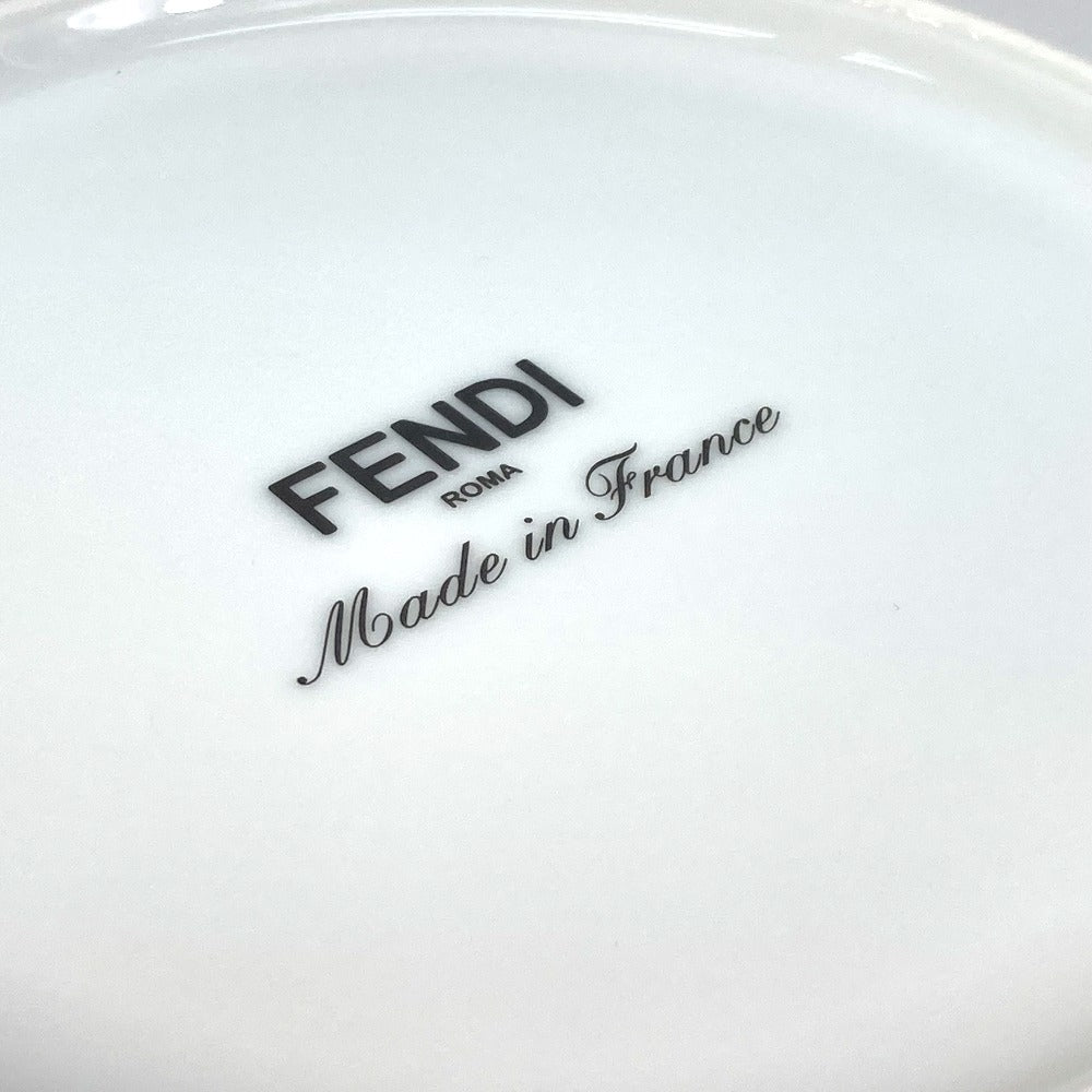 FENDI 7AC047 ホワイト磁器 食器 インテリア 2枚セット ペア オーロック プレート 2点 サイドプレート お皿 ポーセリン レディース - brandshop-reference
