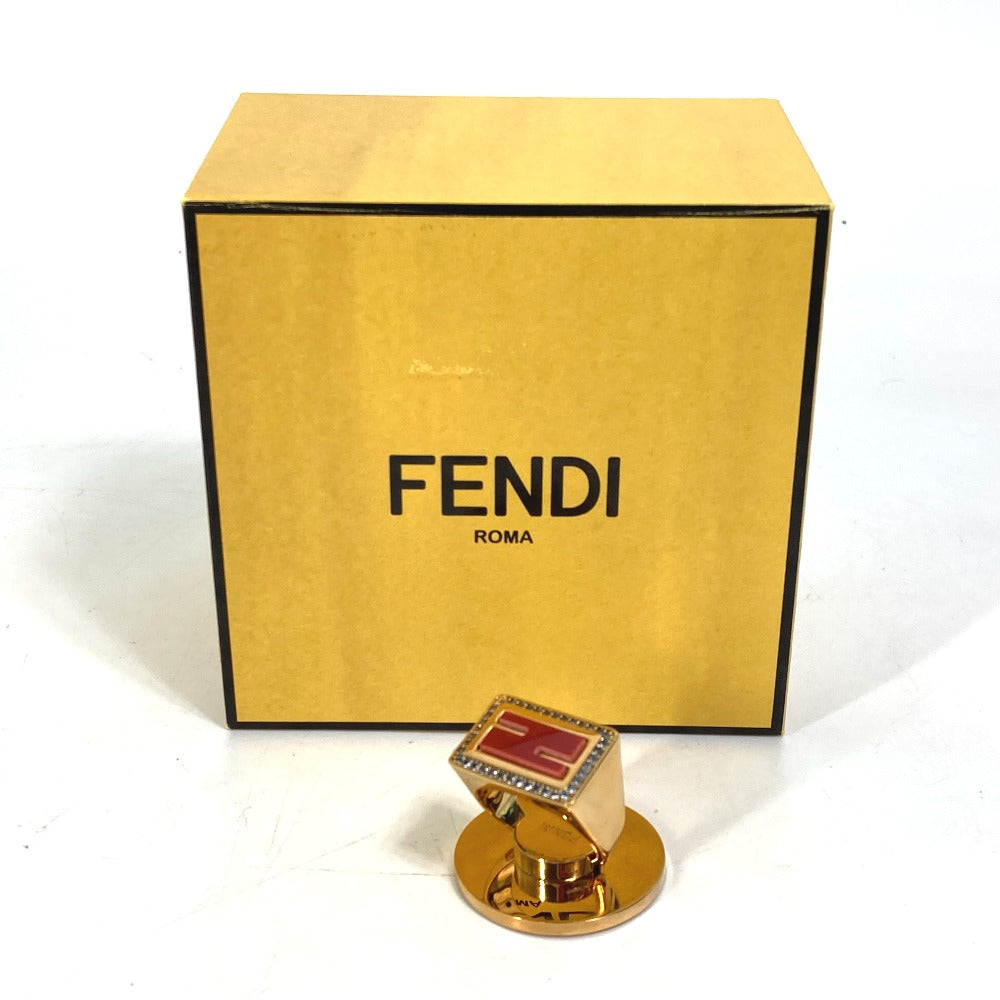 FENDI 8AG958 携帯 ロゴ ラインストーン スマホリング iphone スマートフォンアクセサリー  バンカーリング メタル レディース - brandshop-reference