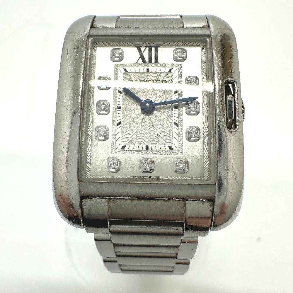 CARTIER W4TA0003 タンクアングレース 11Pダイヤ クォーツ 腕時計 SS レディース - brandshop-reference