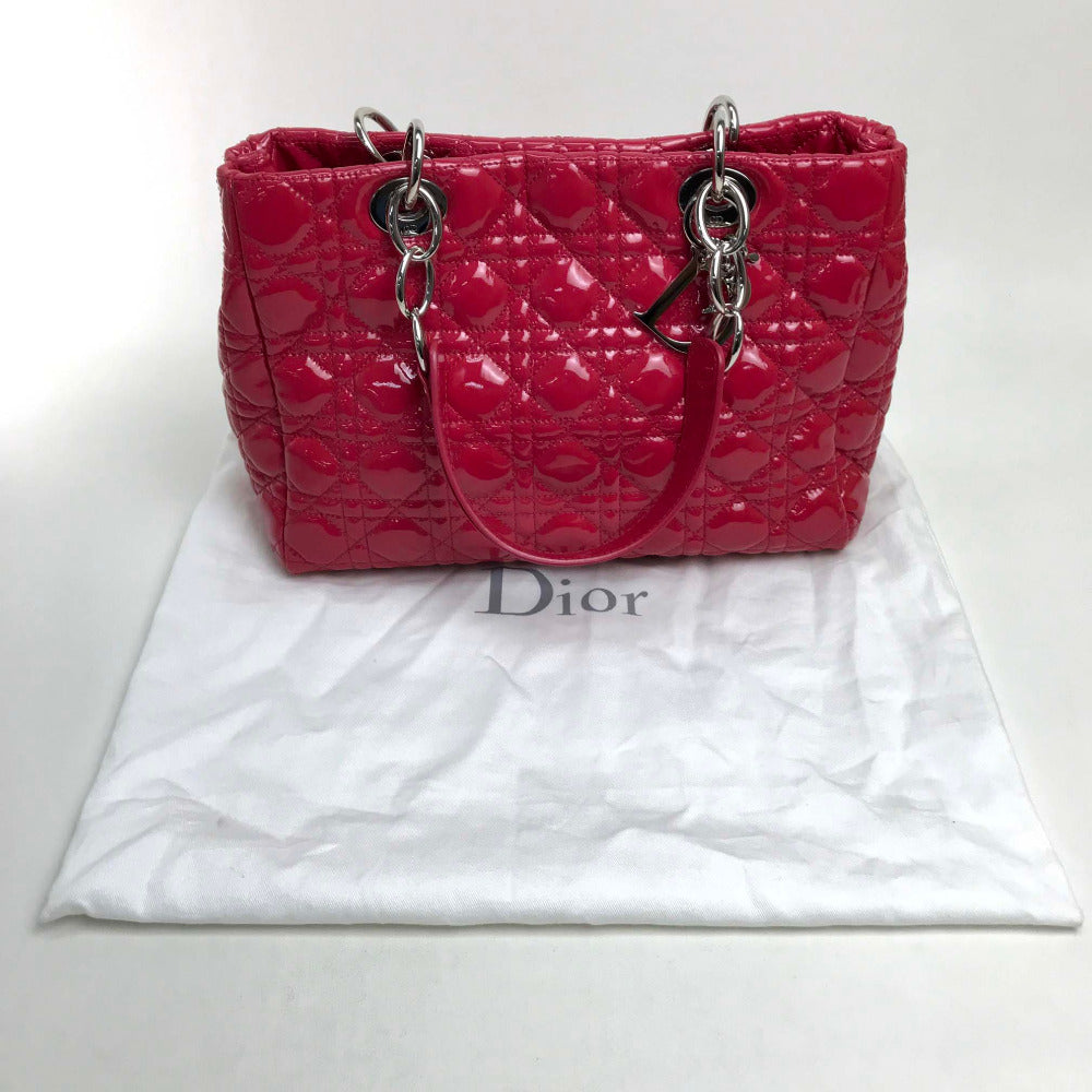 Christian Dior カナージュ エナメル チェーン ハンドバッグ
