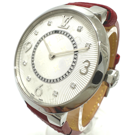 LOUIS VUITTON Q13MJ タンブールスリムMM 8Pダイヤモンド  クォーツ 腕時計 SS レディース - brandshop-reference