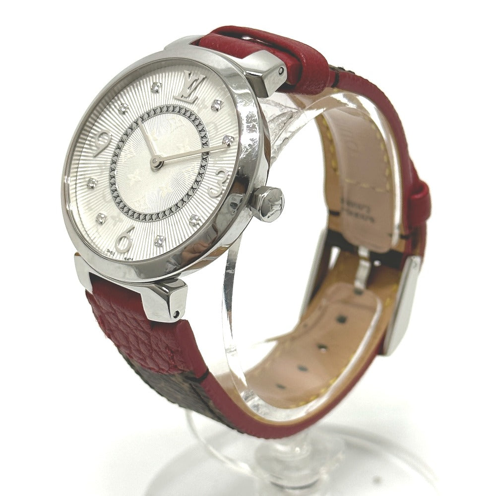 LOUIS VUITTON Q13MJ タンブールスリムMM 8Pダイヤモンド  クォーツ 腕時計 SS レディース - brandshop-reference