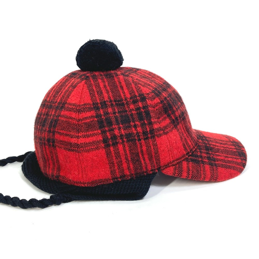GUCCI 439029 ニット帽 帽子 チェック ポンポンつき キャップ コットン レディース - brandshop-reference