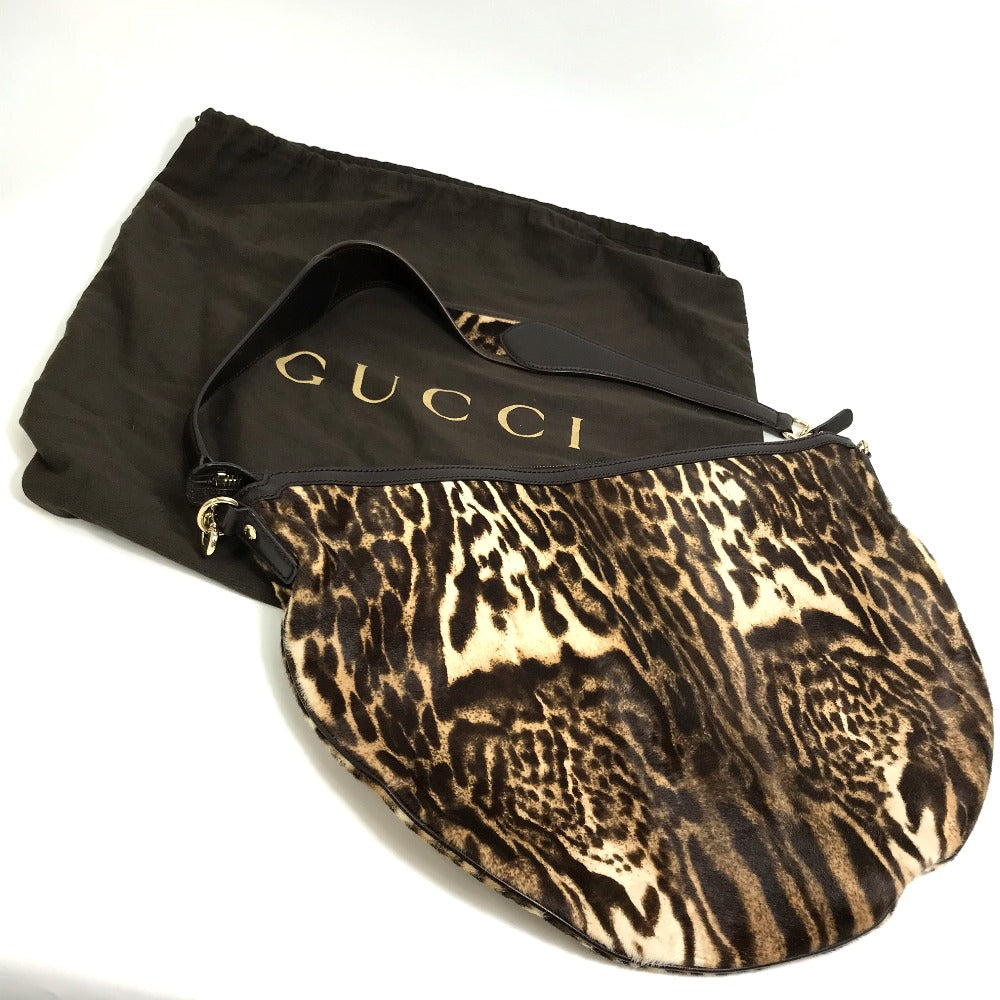 GUCCI 243308 レオパード ワンハンドル トートバッグ 大容量 ショルダーバッグ ハラコ/レザー ユニセックス