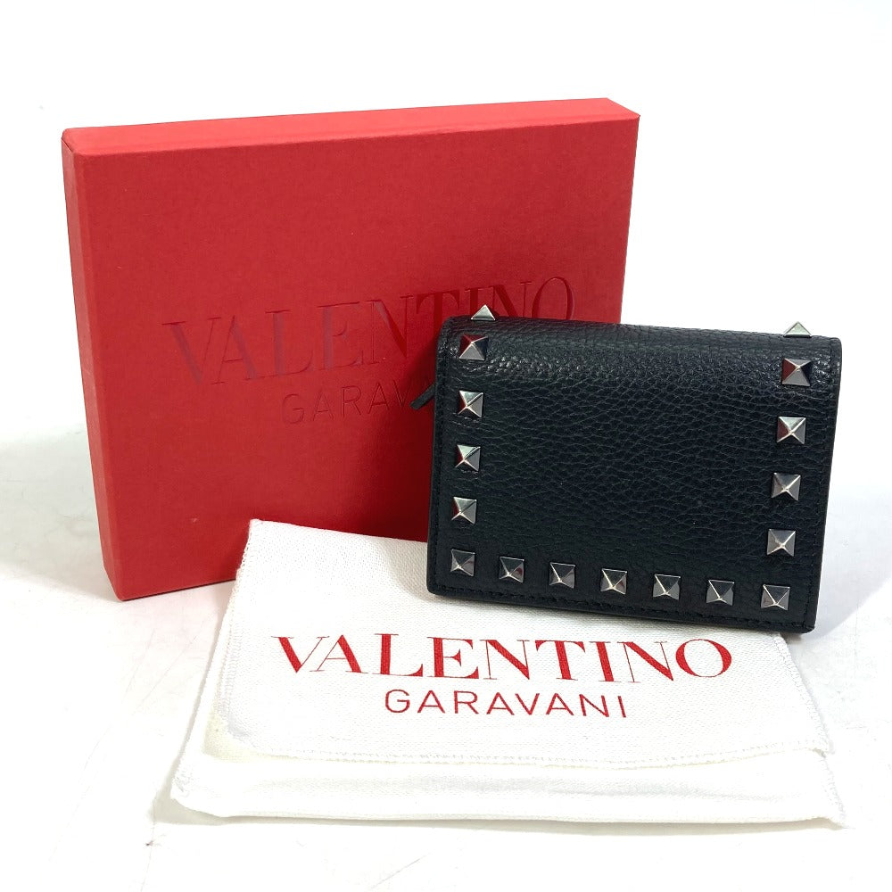 Valentino Garavani ロックスタッズ コンパクトウォレット 2つ折り財布 レザー メンズ - brandshop-reference