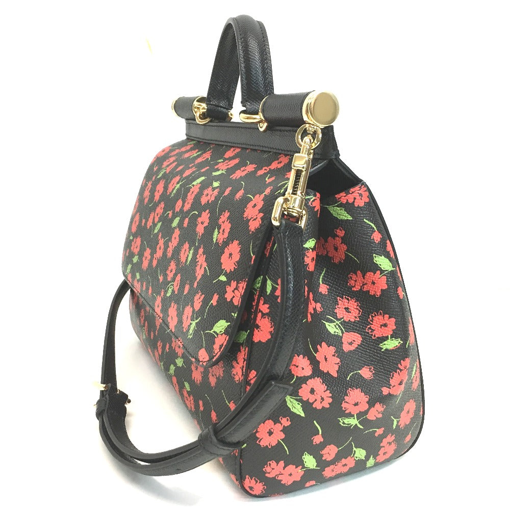 DOLCE GABBANA Handbag Shoulder Bag Sicily Flower Pattern Leather