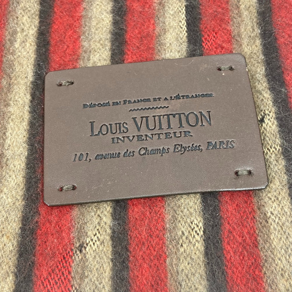 LOUIS VUITTON フリンジ ロゴ ストライプ レザータグ 革タグ マフラー ウール レディース - brandshop-reference