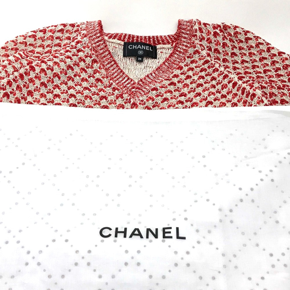 CHANEL P56232K07352 Shirt Tops Knit V -neck Short Sleeve 17c