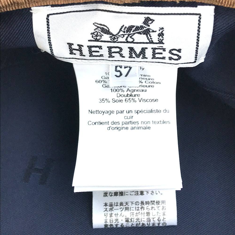 HERMES セリエマーク サントノーレ パイピング ベレー帽 帽子 カシミヤ レディース - brandshop-reference