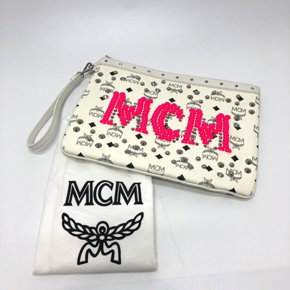 MCM ロゴグラム クラッチ フラットポーチ クラッチバッグ レザー レディース - brandshop-reference
