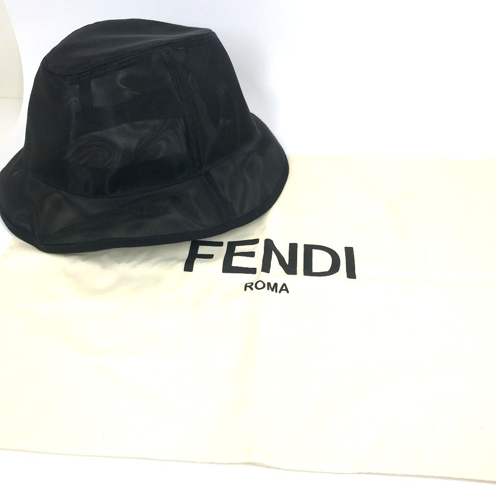 FENDI フェンディ FXQ206 メッシュ 帽子 ハット ブラック レディース-