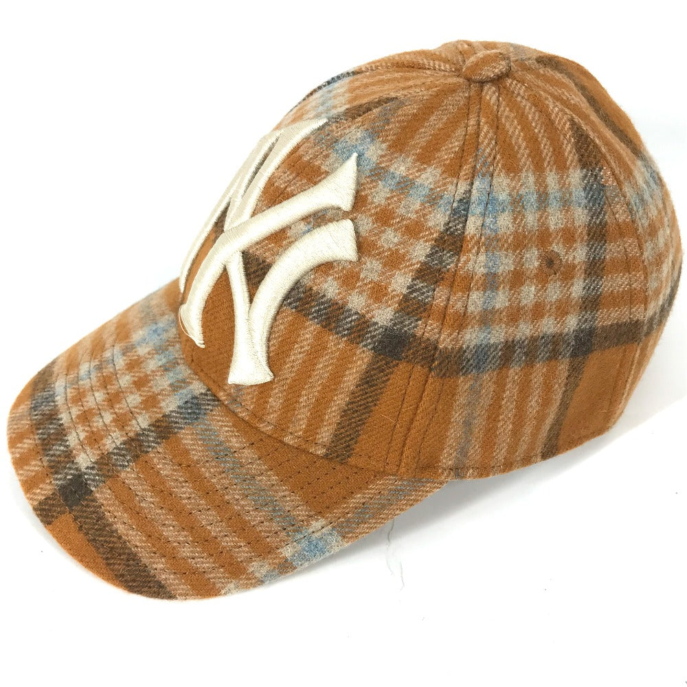 GUCCI チェック NY ヤンキース コラボ 帽子 キャップ帽 ベースボール キャップ ウール メンズ - brandshop-reference