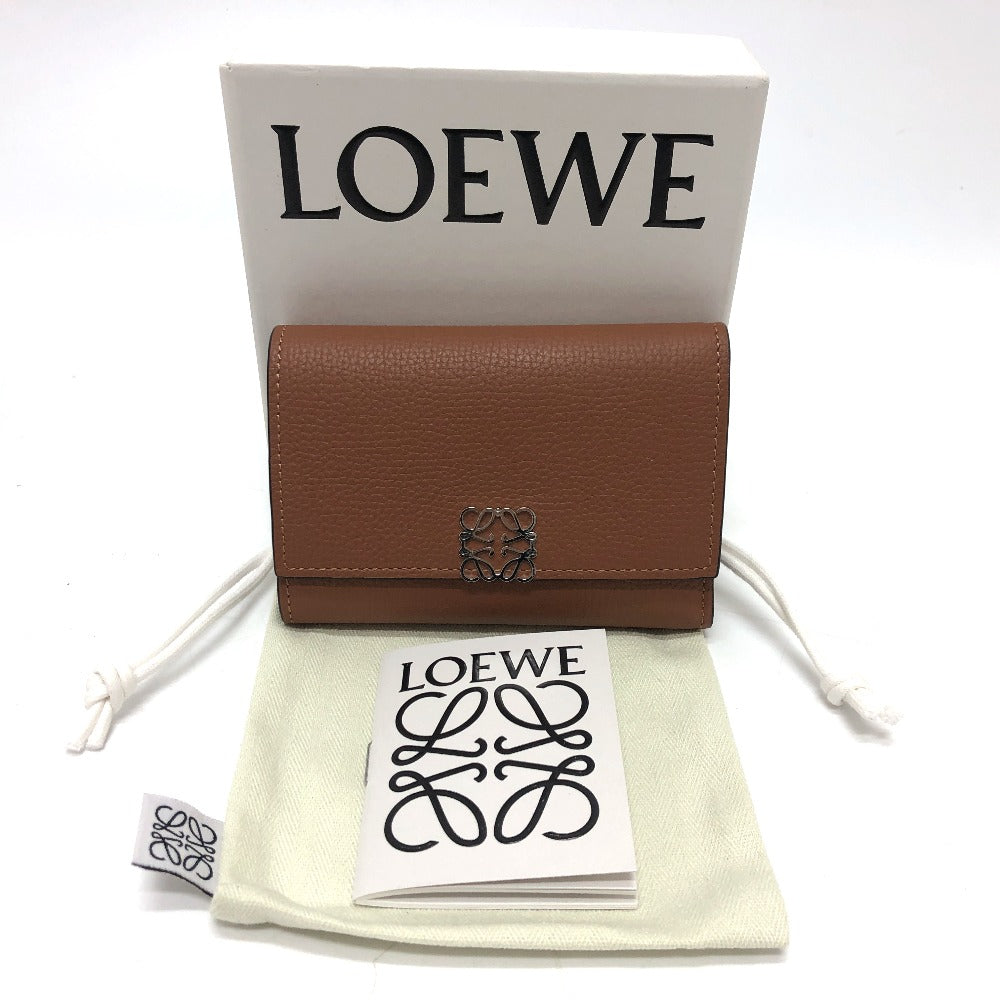 LOEWE アナグラム バーティカル ウォレット スモール コンパクト 3つ折り財布 レザー レディース - brandshop-reference