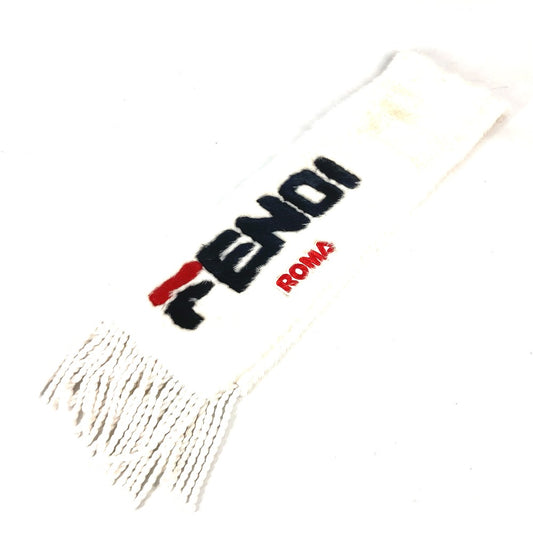 FENDI FNG477 フィラ FILA コラボ ロゴ 毛皮 ストール フリンジ マフラー ファー レディース - brandshop-reference
