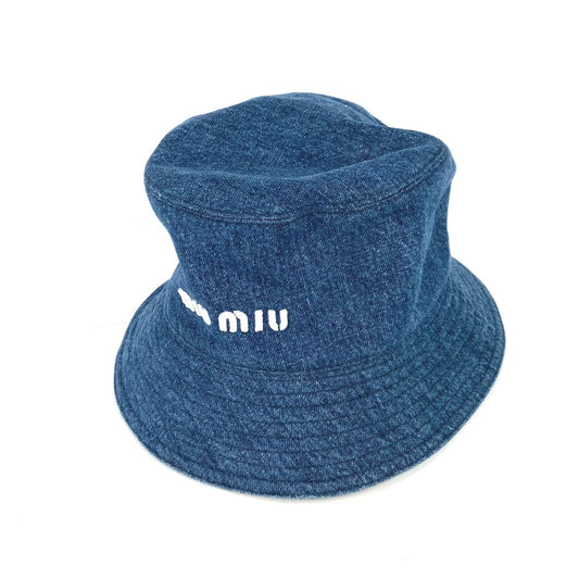 MIUMIU 5HC196 デニム ロゴ ハット帽 帽子 バケットハット ボブハット ハット コットン レディース - brandshop-reference