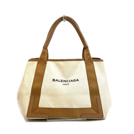 BALENCIAGA 339933 ロゴプリント ネイビーカバスS ハンドバッグ トートバッグ キャンバス/レザー レディース - brandshop-reference