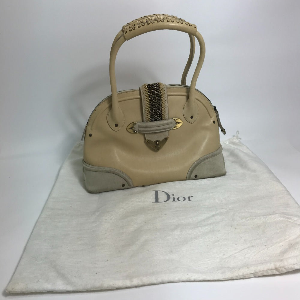 Dior チェーン編込みモチーフ ボーリング ハンドバッグ レザー/スエード レディース - brandshop-reference