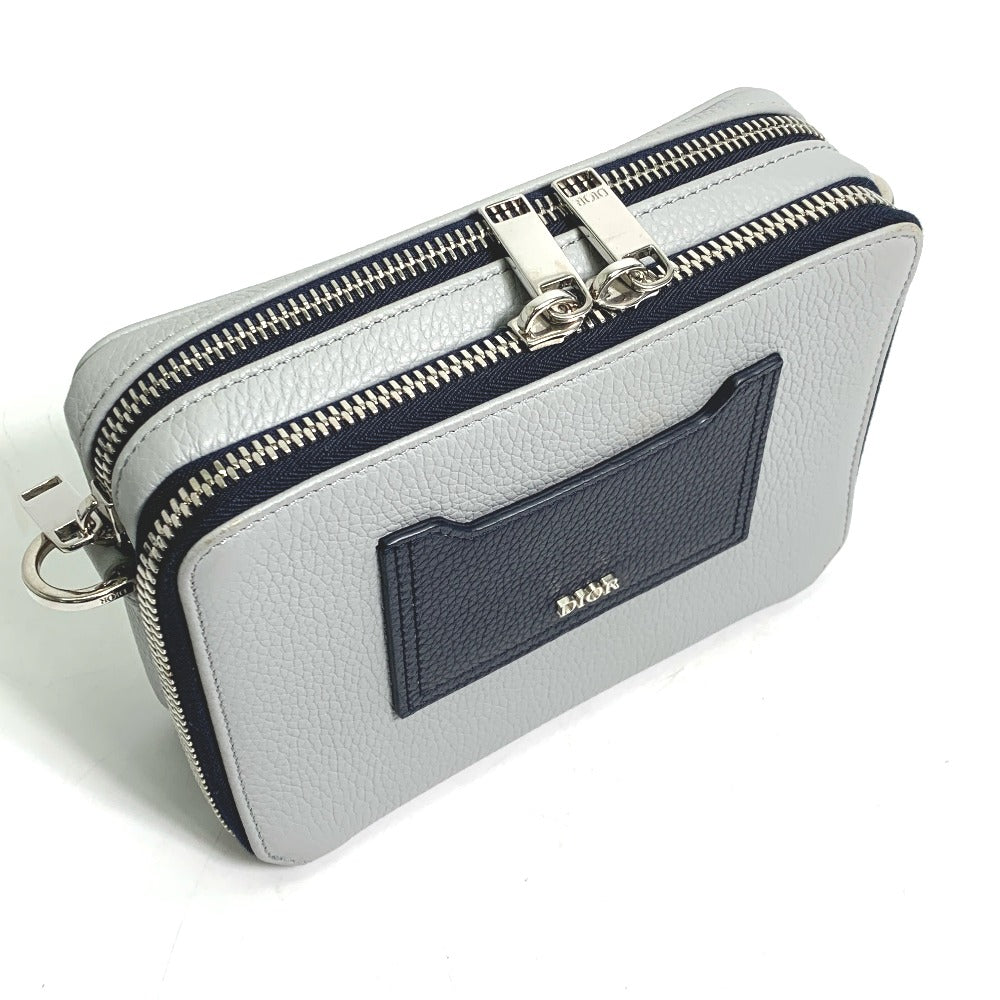 Dior ロゴ 2PUBC120GBC H07E ダブルジップポケット ショルダーバッグ レザー メンズ | brandshop-reference