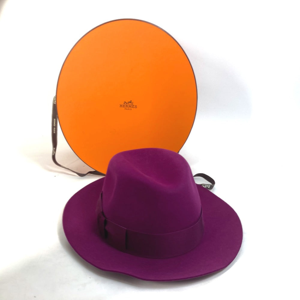HERMES シルクイン ロングブリム 帽子 ハット帽 リボン ハット ウール レディース - brandshop-reference