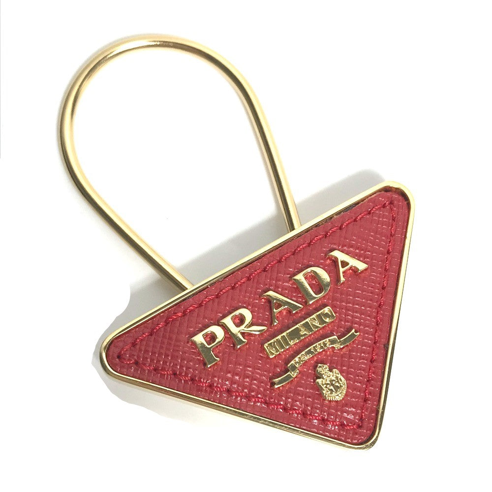 PRADA 1PP301 トライアングルロゴ 三角ロゴ プレート キーホルダー バッグチャーム キーリング サフィアーノレザ－ レディース - brandshop-reference